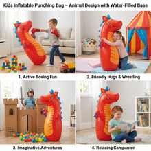 Charger l'image dans la galerie, Sac de frappe gonflable pour enfants – Design animal avec base lestée d'eau
