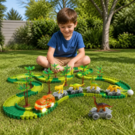 Dinosaur Track Adventure – Flexible racetrack with light-up train