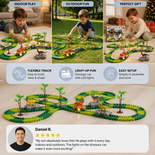Charger l'image dans la galerie, Dinosaur Track Adventure – Flexible racetrack with light-up train