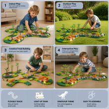 Charger l'image dans la galerie, Dinosaur Track Adventure – Flexible racetrack with light-up train