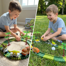 Charger l'image dans la galerie, Dinosaur Track Adventure – Flexible racetrack with light-up train