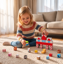 Load image into Gallery viewer, Farm Story Magnetic Building Blocks Travel Playset with Animals &amp; Barn