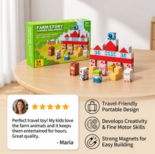 Load image into Gallery viewer, Farm Story Magnetic Building Blocks Travel Playset with Animals &amp; Barn