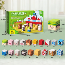 Load image into Gallery viewer, Farm Story Magnetic Building Blocks Travel Playset with Animals &amp; Barn
