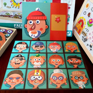 Wooden Creative Faces Magnetic Puzzle Box - EXPLORE, PLAY, & REPEAT!