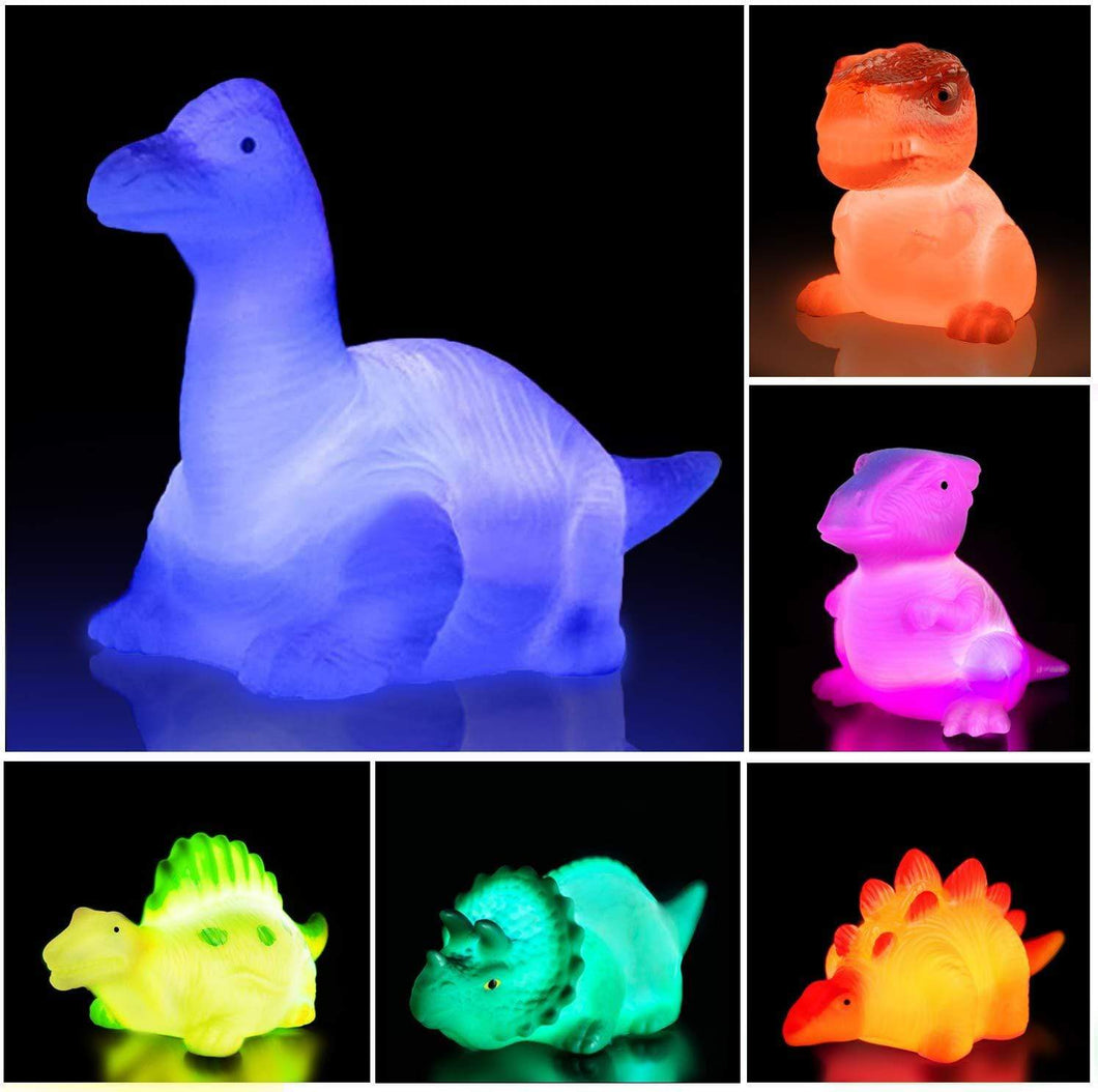 6 Packs Light-Up Floating Dinosaurs Set Water Bathtub Shower Pool Bath Toy